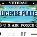 BOARLIDA Veteran US Air Force Design License Plate Frame USAF Decorative Stainless Steel Car License Plate Cover for Men Women Boys Girls Fans 12 X 6 Inch