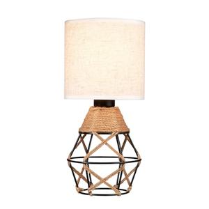 Hamilyeah Boho Table Lamps, Woven Table Lamp for Nightstand with On/Off Switch, Farmhouse Beside Lamp for Bedroom, Industrial Table Lamp for Living Room