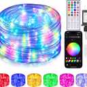 Rope Lights Outdoor Color Changing, 49FT 150 LED Waterproof Fairy String Light Plug in with Remote & APP Controlled, Music Sync Christmas Lighting for Outside Indoor Bedroom Halloween Decor
