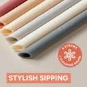 Nightingale 14 Silicone Tumbler Straws - Compatible with Stanley 40 oz cup - Reusable Flexible Long Bendy Drinking Straw with Cleaning Brush for Tall Tumblers - Food-Safe - Set of 6 Oak