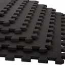 EVA Foam Mat Tiles 24-Pack - 96 SQ FT of Interlocking Padding for Garage, Playroom, or Gym Flooring - Exercise Mat or Baby Playmat by Stalwart (Black)