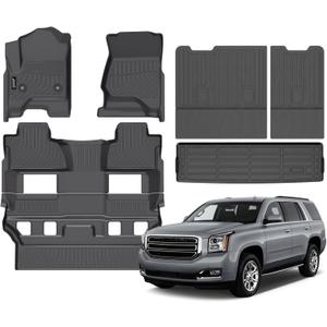 Jenofa-Floor Mats for 2015-2020 Chevy Tahoe for GMC Yukon Denali | SLE | SLT (Not XL)(Bucket Seat) All Weather Floor Mat Car Mat for Tahoe Accessories Floor Mat & Cargo Liner & 3rd Row Back Mat