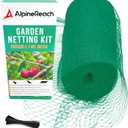 AlpineReach Garden Netting 15 x 30 ft Heavy Duty Bird Net, Deer, Plant Protection Extra Strong Woven Mesh, Reusable Kit with Zip Ties, Animal Fencing for Fruits Trees, Green