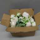 Mkono Peonies Artificial Flowers, Small Silk Flowers for Home Decor Indoor Fake Bouquet Faux Floral Arrangements Dining Table Centerpieces for Kitchen Party Decor White