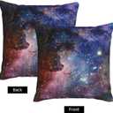 Galaxy Space Pillow Covers Starry Night Stars Square Throw Pillow Cases 18x18 Inch Set of 2 Cosmic Universe Decorative Pillowcase Cushion Cover for Sofa Couch Bed Living Room