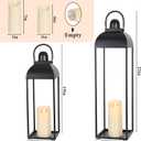 MATAHUM 25'' 19'' Lanterns Decorative Outdoor Indoor, Black Metal Outdoor Candle Lanterns, Set of 2 Modern Farmhouse Decorative Lantern for Fireplace, Patio, Porch, Floor, Christmas Lantern (No Glass)