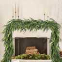 Lvydec Christmas Norfolk Pine Garlands, 6ft Real Touch Artificial Pine Garlands Greenery Faux Cedar Garland for Mantle, Holiday Indoor Outdoor Fireplace Winter Decor