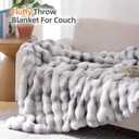 Smoofy Faux Fur Throw Blanket for Couch - Tie-dye Grey Super Soft Cozy Bubble Blanket, Fluffy Plush Fuzzy Throw for Sofa & Bed, Thick Lightweight Warm Blanket, Luxury Aesthetic Gift for Women 50"x60"