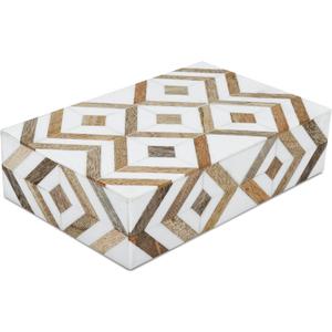 Handicrafts Home White Decorative Storage Box with Lid Wooden Desk Organizer Box Office Storage Box for Workspace Desk Decor Organizer  Resin Inlay Marquet Array Collection - 5x7x1.5