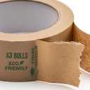 3 Rolls 2 Inch 58 Yards Each (174 ft) Brown Kraft Paper Packing Tape, Heavy Duty, Writable & Hand-Tearable, Eco-Friendly, Great for Moving Boxes, Masking, Sealing & Frame Painting