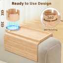 Couch Cup Holder Tray, 3-in-1 Bamboo Couch Armrest Table with 360 Rotating Magnetic and Detachable Phone Holder Stand, Foldable Anti-Slip Sofa Arm Tray for Remote, Phone, Snacks and Drinks, 13.19 inches x 6.3 inches x 2.56 inches