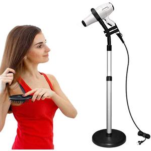 Hair Dryer Stand, 360 Degree Rotating Lazy Hair Dryer Stand Hand Free With Heavy Base, Hands-Free Blow Dryer Holder Countertop, Adjustable Height Hair Dryer Holder (BLACK)