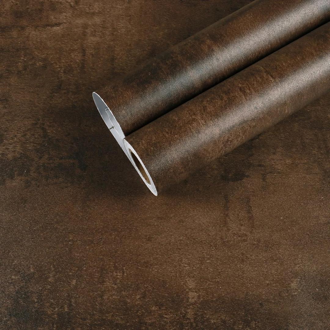 CHIHUT Brown Concrete Wallpaper Peel and Stick 30"x118" Faux Concrete Contact Paper for Countertops Waterproof Removable Self Adhesive Cement Contact Paper Extra Wide Wallpaper for Wall Table Cabinet
