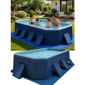 Foldable Pool for Adults with Ground Cloth 115"×65"×22"