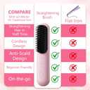 Go Brush Pro for Short Hair - 2026 Upgraded Cordless hair Straightening Brush, 4 Temperature Settings, Fast Heat, MCH Ceramic Care, 4000mAh Rechargeable Straightener for Frizz-Free Styling (pink)