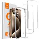 Pack of 10 Mkeke Screen Protector for iPhone 15 Pro, 3 Pack Tempered Glass [9H Hardness] [Military-Grade Drop Protection] [Sensitive Touch] [Easy Installation Frame] [HD Clear] for 6.1 inch