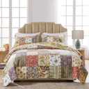 Greenland Home Blooming Prairie 100% Cotton Authentic Patchwork Reversible Quilt Set, 3-Piece Full/Queen