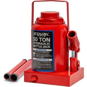 XtremepowerUS 50 Ton Hydraulic Bottle Jack 100000 lb Capacity, Heavy Duty Low Profile Automotive Shop Axle Lift Jack for Trucks, Buses, Trailers, RVs & Farm Equipment, Red