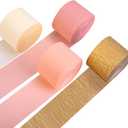 Riqiaqia Streamers Party Decorations,8 Rolls Pink Gold Crepe Paper Streamers for Wedding, Birthday, Bachelorette, Bridal Showerand Baby Shower Girl