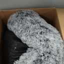 JOLLYVOGUE Calming Dog Beds Large Sized Dog, 36in Donut Washable Large Pet Bed, Anti-Slip & Anti-Anxiety Fluffy Faux Fur Round Dogs Bed, Fits up to 80 lbs Pets (Smoke Black)