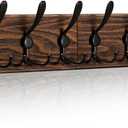 Wooden Wall Coat Rack with 8 Tri Metal Hooks for Hanging Coats, Backpacks and More - 28 Inch Wall Mounted for Mudroom, Farmhouse Entryway (Burlywood+Black)