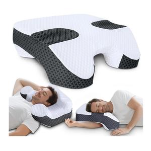 SAHEYER Side Sleeper Pillow with Arm Holes, 2 in 1 Shoulder Relief System for Rotator Cuff Pain, Memory Foam Pillow for Adults with 3 Arm Place Hole - for Side, Back and Stomach, Black