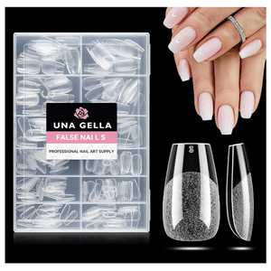 UNA GELLA Short Coffin Nail Tips: 216pcs Short Coffin Press on Nails Preshape Gel Nail Tips for Full Cover Acrylic Nails False Nails For Nail Extension Home DIY Salon 12 Sizes Gelly Tips
