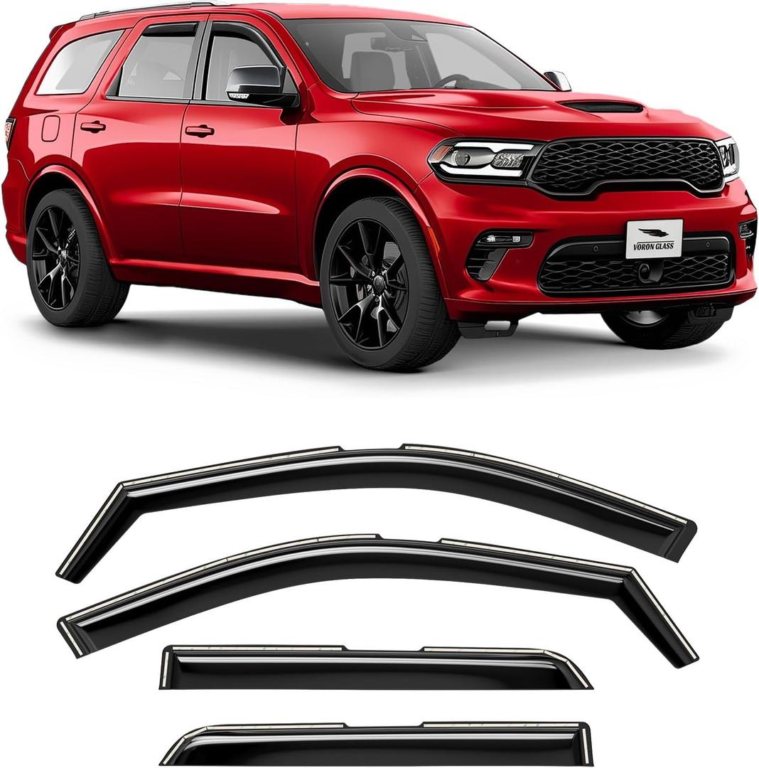Voron Glass in-Channel Extra Durable Rain Guards for Dodge Durango 2011-2025, Window Deflectors, Vent Window Visors, 4 Pieces - 200486
