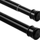 2 Pack No Sectional Assembly Tension Curtain Rod 56-104 Inch, 1" Diameter Spring Long Adjustable Shower Curtain Rods for Bathroom Windows Closet No Drilling No Rust, Black