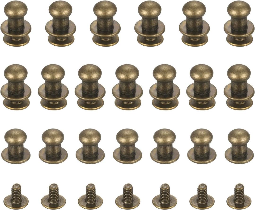 TIXIPEM 6mm Ball Head Stud Rivets Screw Back [20Pcs] - Metal Round Head Button Nipple Rivet Use for Bag & Belt & Handbag & Leather Craft & DIY Decoration - [Copper]