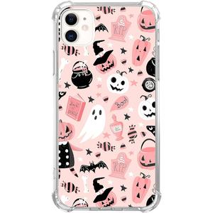 Pink Halloween Pumpkin Ghost Case Compatible with iPhone 17, Witchy Pumpkin Halloween Boo Cover, Cool TPU Phone Case Cover