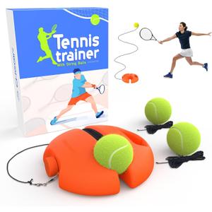 Tennis Trainer Rebound Ball with 3 String Balls, Portable Tennis Training Tool Suitable for Beginners Sport Exercise-Blue (Orange)