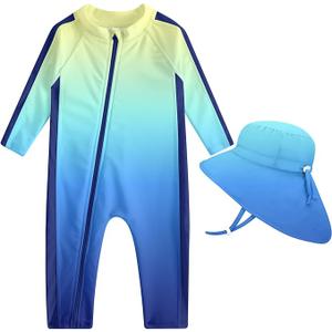 Baby Boy Swimsuit UPF 50+ Sun Protection One Piece Zip Bathing Suit 18 M