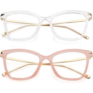 SCVGVER Trendy Cat Eye Glasses Non-Prescription Clear Frame Glasses for Women Men(White + Pink)