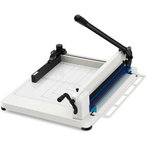 Threlaco 17 Inch A3 Heavy Duty Guillotine Paper Cutter 400 Sheet Capacity Guillotine Paper Cutter Stack Cards Trimmer Solid Steel with Metal Base for Cardstock Leather Office Home School (White)
