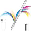 Stylus Pen for Microsoft Surface Pro11/10/9/8/X/7+/6/5/4/3, Surface Go 4/3/2/1, Surface Laptop1-6/Studio/Book 3/2/1 with Eraser Side Button,Palm Rejection,Tilt Function,1024 Pressure (Silver)