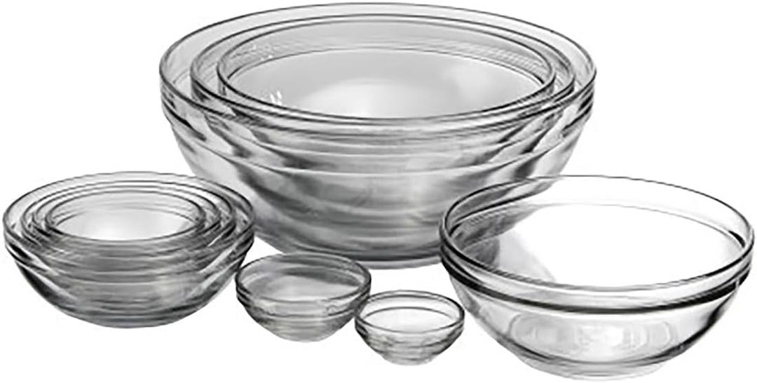 Anchor Hocking 10 Piece Mixing Bowl Set, Nesting Serving Bowls & Mixing Bowls (1 oz, 2 oz, 4 oz, 6 oz, 10 oz, 16 oz, 1 Qt, 1.5 Qt, 2.5 Qt, 3.5 Qt)
