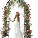 Garden Arbor - 3.9x7.9ft Metal Garden Arch Trellis for Climbing Plants, Wide Sturdy Garden Arch, Ideal for Vines, Weddings, Halloween, Christmas & Outdoor Decor (Black), 1.6 x 3.9 x 7.9ft