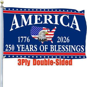 3 Ply 250 Anniversary USA Flag 3x5 Double Sided 250 Merchandise Decorations 250th Year American Anniversary Flag 4th of July We The People 1776 Patriotic American Flags for Outside Banner