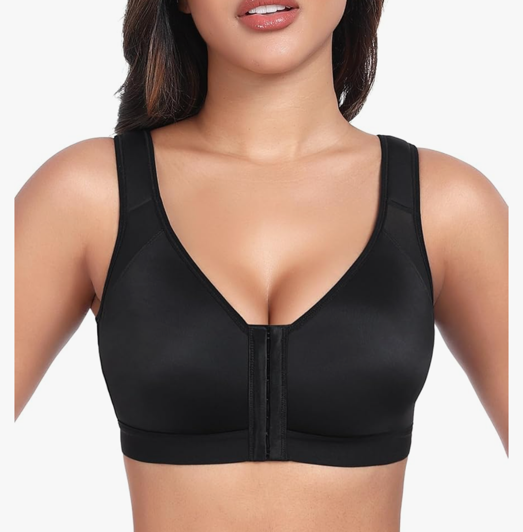 HACI Women's Front Closure Posture Bra Full Coverage Back Support Everyday Wireless Comfy Unpadded Cup,40DD