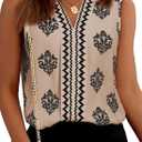 BLENCOT Women's Summer Tank Tops Chiffon V Neck Sleeveless Floral Printed Shirts Blouse