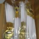 N9R 90PCS Gold Plastic Silverware - Gold Plastic Cutlery Set with White Handle, Heavy Duty Plastic Silverware with 30 Spoons, 30 Forks, 30 Knives - Perfect for Birthday Party, wedding and Everyday Use