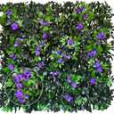 Expandable Privacy Screen with Artificial Flower for Balcony Patio Fence Greenery Privacy Fence Outdoor Leafy Purple Flowers 1pcs
