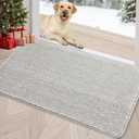 REFETONE Indoor Doormat, Front Door Mat 24"x36" Absorbent Rubber Backing Non Slip Back Door Mats, Washable Low-Profile Inside Floor Mat Door Rugs for Entryway, Resist Dirt Mud Mat for Dogs, Grey