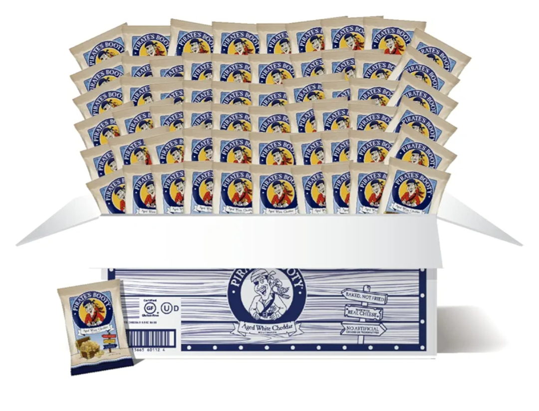 Pirate's Booty Aged White Cheddar Cheese Puffs, Gluten-Free, Kids Snacks, 0.5oz (24ct)