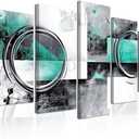 CXHOSTENT Teal Abstract Wall Art 5 Pieces Teal Grey and Black Canvas Print Turquoise Blue Picture Prints Large Artwork for Living Room Bedroom Decir Framed (Dark, 8x14inx2 8x18inx2 8x22inx1)