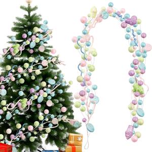 5.9 Feet Christmas Pastel Ball Garland Candy Christmas Ornament Shatterproof Xmas Party Decorations for Home Indoor Outdoor Xmas Tree Fireplace Wreath Decor(Pastel Style)