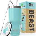 Beast 40 oz Tumbler Stainless Steel Vacuum Insulated Coffee Ice Cup Double Wall Travel Flask (Aquamarine Blue)