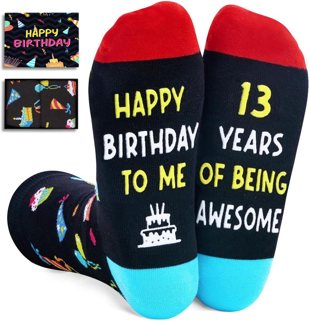 Zmart Birthday Gift Ideas for Teens - 13-19 Year Old Birthday Socks for Boys Girls Son (Black)