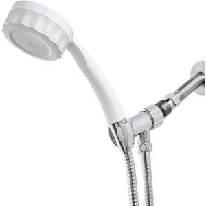 Microbubble Handheld Shower Head 2.0 with Hose, Holder, Pressure Regulating Valve (White)
